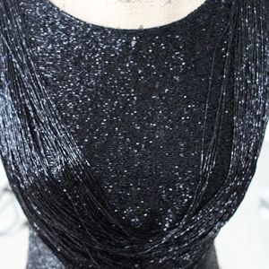 Black hand beaded evening gown